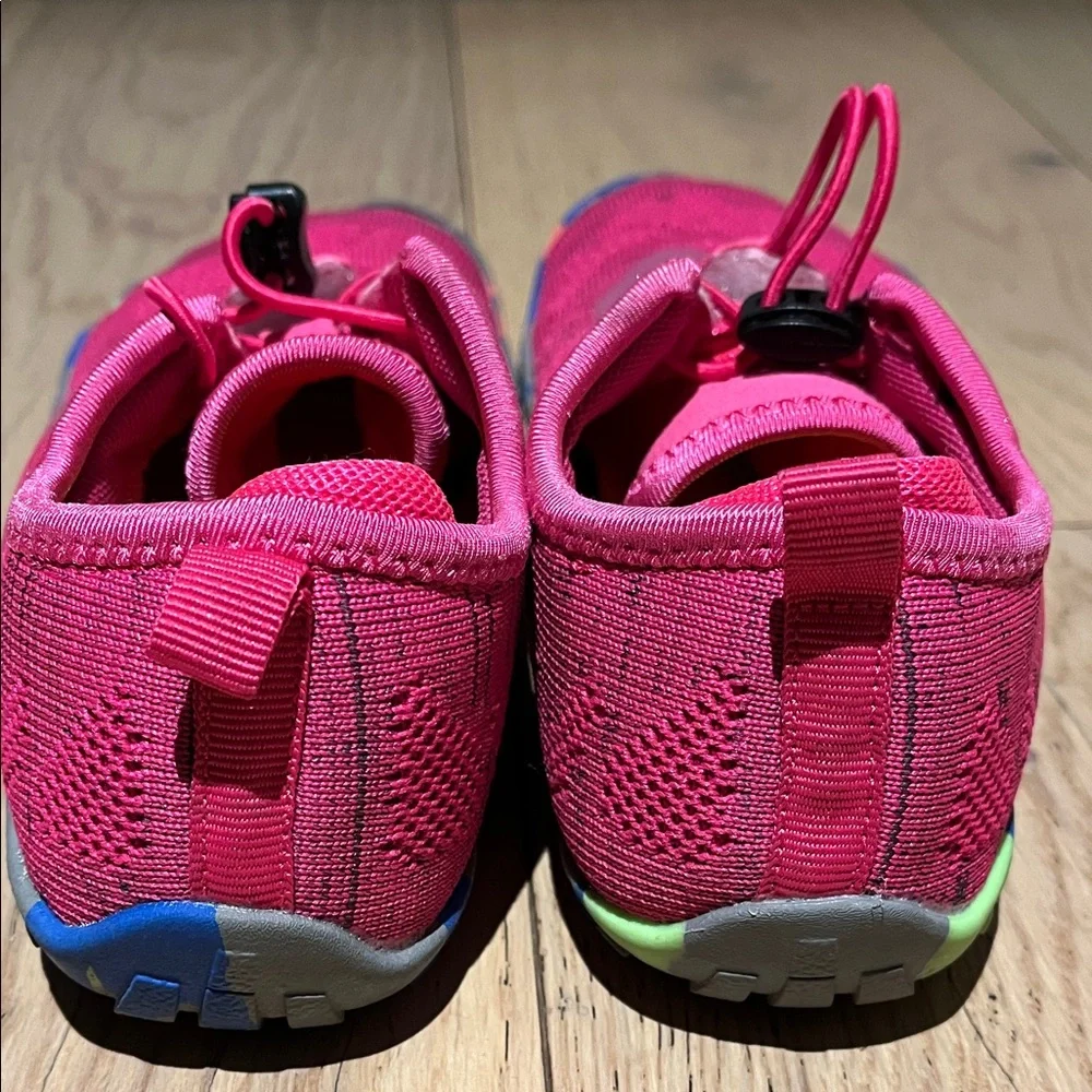 Girls Pink Athletic Water Shoes with Multicolor Soles